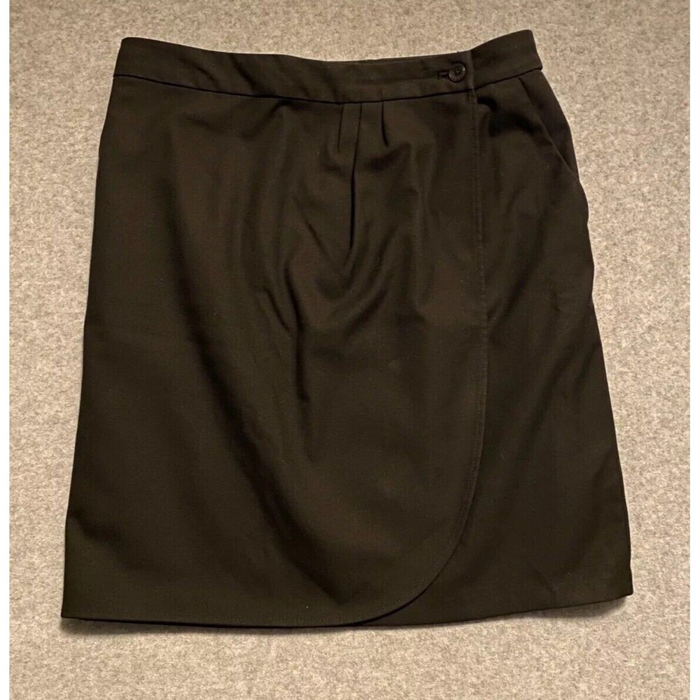 Gap Wrapped Mini Skirt Women's 0 Black Viscose Lined Classic Pleated Pockets - Picture 2 of 12